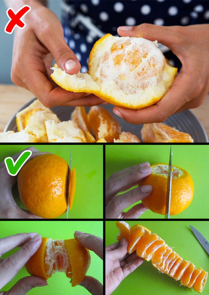 Peeling oranges with our hands