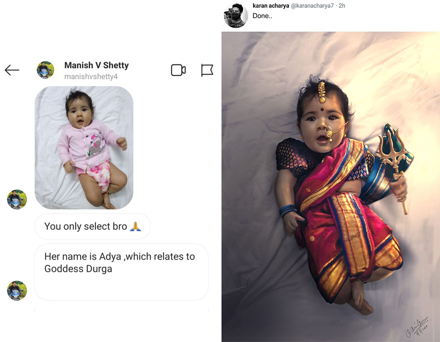 લોકો આ આર્ટિસ્ટને તેમની તસવીરોમાં ફેરફાર કરવા કહે છે અને જુવો એ તસ્વીર સાથે શું કરે છે. (17 Pics) 15 karan acharya 14