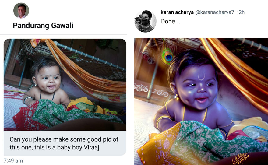 લોકો આ આર્ટિસ્ટને તેમની તસવીરોમાં ફેરફાર કરવા કહે છે અને જુવો એ તસ્વીર સાથે શું કરે છે. (17 Pics) 16 karan acharya 15