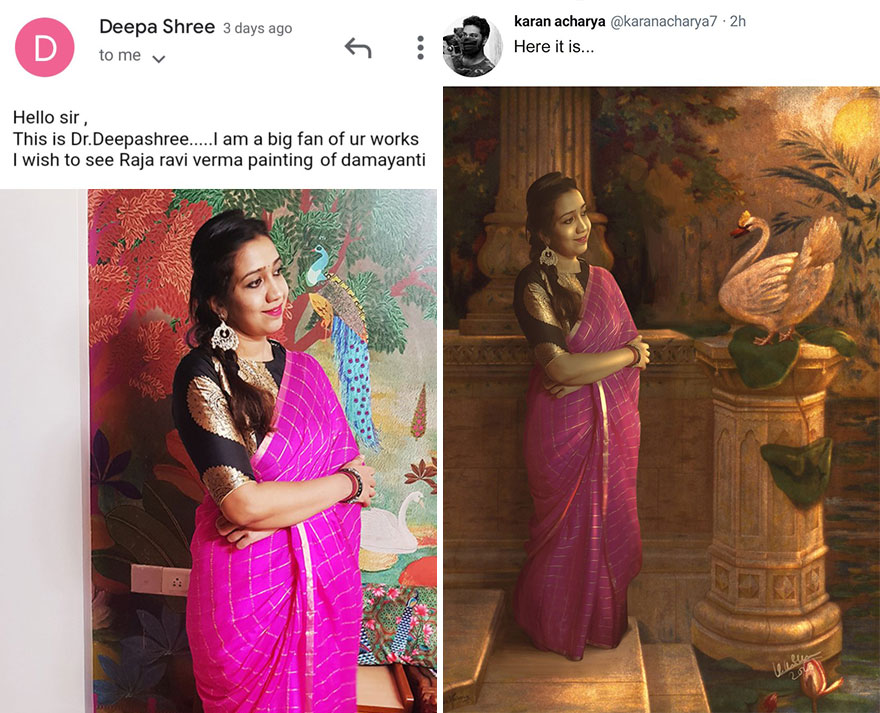 લોકો આ આર્ટિસ્ટને તેમની તસવીરોમાં ફેરફાર કરવા કહે છે અને જુવો એ તસ્વીર સાથે શું કરે છે. (17 Pics) 18 karan acharya 17