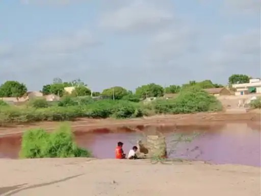 The lake turned red overnight in this village! Do you know what happened?