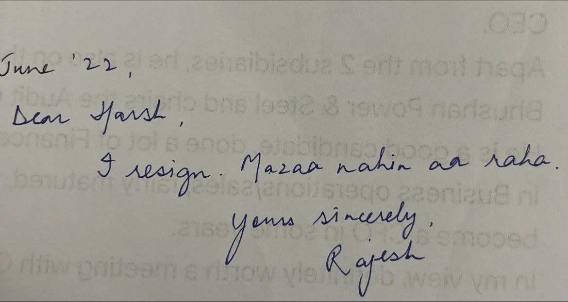 This employee simply resigned by writing a line! After reading the letter, you too will start thinking