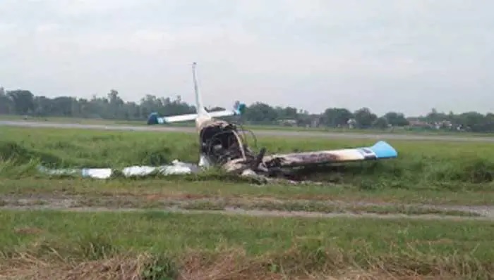 The new pilot flew the plane. As soon as it reached the sky, the engine stopped and then it happened