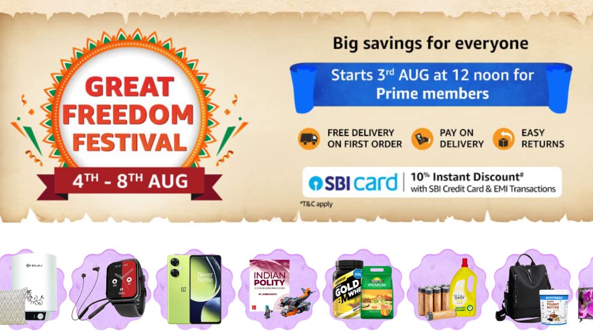 Amazon Great Freedom Festival Sale: પ્રાઇમ મેમ્બર્સ માટે આજે બપોરે 12 વાગ્યાથી સેલ લાઇવ થશે 2 Amazon Great Freedom Festival Sale પ્રાઇમ મેમ્બર્સ માટે આજે બપોરે