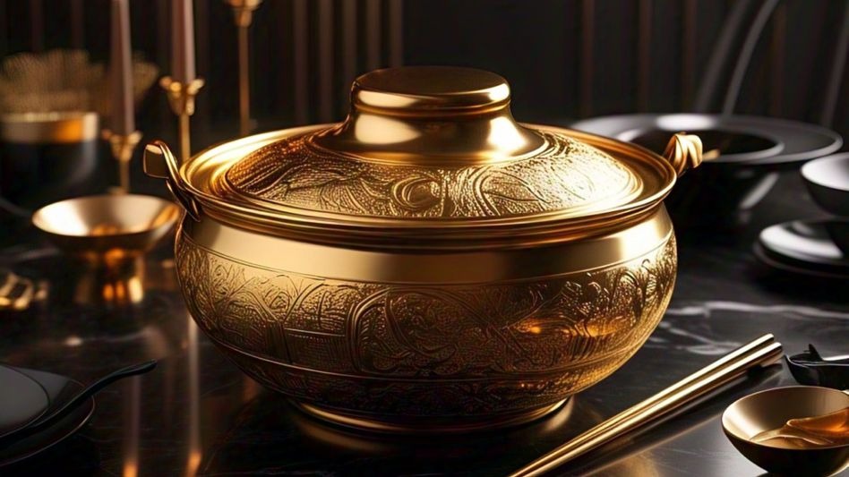 women 8 lakh golden hotpot video viral china cooking in pure gold vessel social media reacts