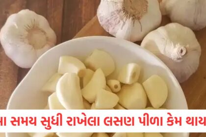 Why does garlic turn yellow after being stored for a