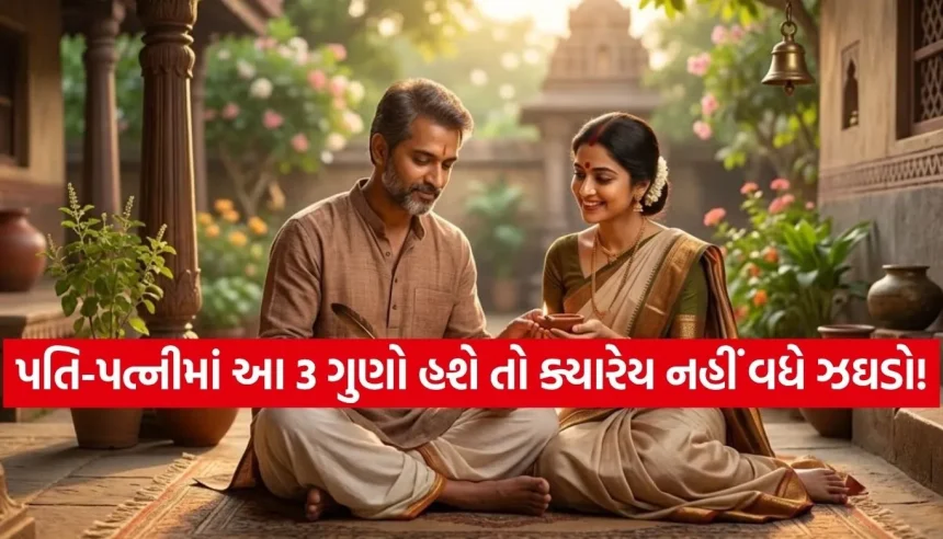 સુખી સંસાર માટે પતિ-પત્નીમાં હોવા જોઈએ આ 3 ગુણો, ક્યારેય નહીં થાય ઝઘડો! 1 1776264465 Copy of Satya web temp 30.jpg.webp